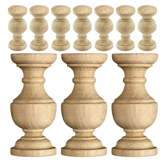 BESTYASH 10pcs Decorative Wood Spindles for Craft Projects in Solid Wood Khaki Color for Enthusiasts