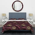 thumbnail image 3 of Designart "Burgundy Floral Elegance In Majesty I" Red Glam Bedding Covert Set - Glam Bed Set With 2 Shams, 3 of 5