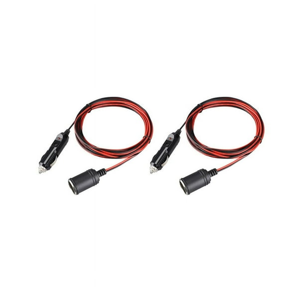 2X 12V 24V 15A Heavy Duty Car Lighter Socket Male Female Extension Cord Power Supply Cable with Fused 3.7M
