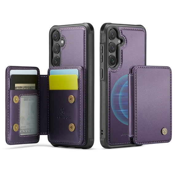 TECH CIRCLE for Samsung Galaxy S25 Wallet Phone Case 6.7" 2025 Model, PU Leather Protective Lightweight Cover with Removable RFID Blocking Magnetic Flip Wallet, Magnetic Clasp, 4 Card Slots, Purple