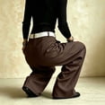 thumbnail image 5 of CaComMARK PI Women's Baggy Casual Dress Pants Lightweight Pleated Wide Leg Pants Loose Relaxed Fit Trousers Brown, 5 of 8