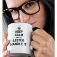thumbnail image 2 of 3dRose, Keep Calm and Let Lester Handle it - funny personal name, 11oz Two-Tone Black Mug, 2 of 7