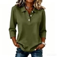 thumbnail image 2 of Trgacdwlo Polo Shirts Women Lapel Collared Button 3/4 Sleeve Blouses for Women Breathable Business Casual Womens Tunic Tops, 2 of 5