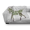 thumbnail image 2 of Antlers Soft Flannel Fleece Blanket, Designer Deer Illustration Elk Leave Greenery Garden Traditional Celebration, Cozy Plush for Indoor and Outdoor Use, 60" x 80", Green Brown White, by Ambesonne, 2 of 5