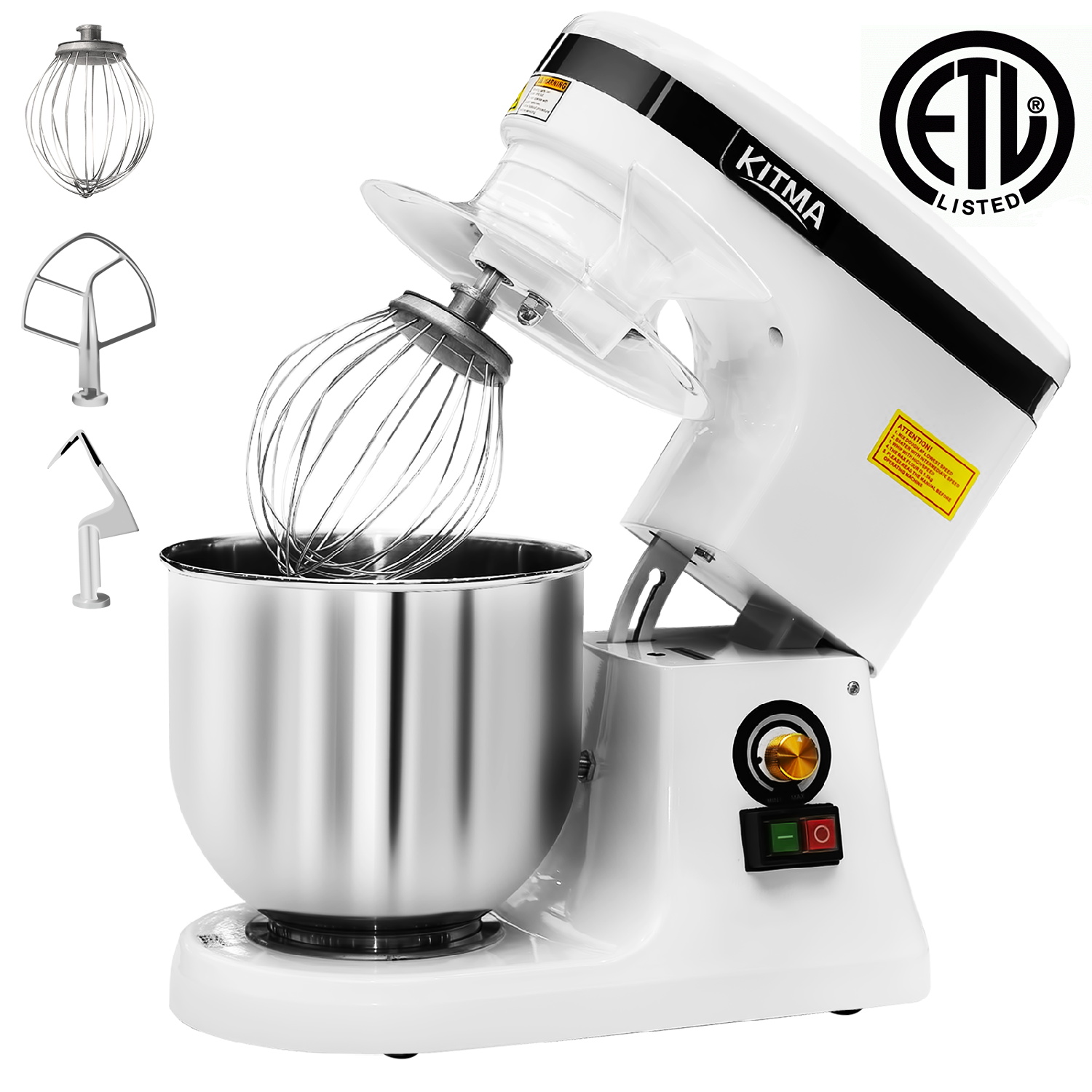 KITMA Commercial Food Mixer, Heavy Duty Dough Mixer with Stainless