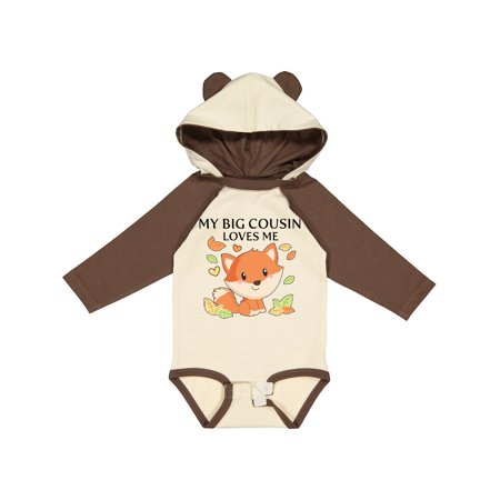 

Inktastic My Big Cousin Loves Me- Little Fox Gift Baby Boy or Baby Girl Long Sleeve Bodysuit