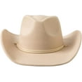 thumbnail image 3 of Lanzom Women Men Retro Felt Wide Brim Western Cowboy Cowgirl Hat Dress Up Hat with Wind Lanyard Fit Size 6 8/7-7 1/4, 3 of 3