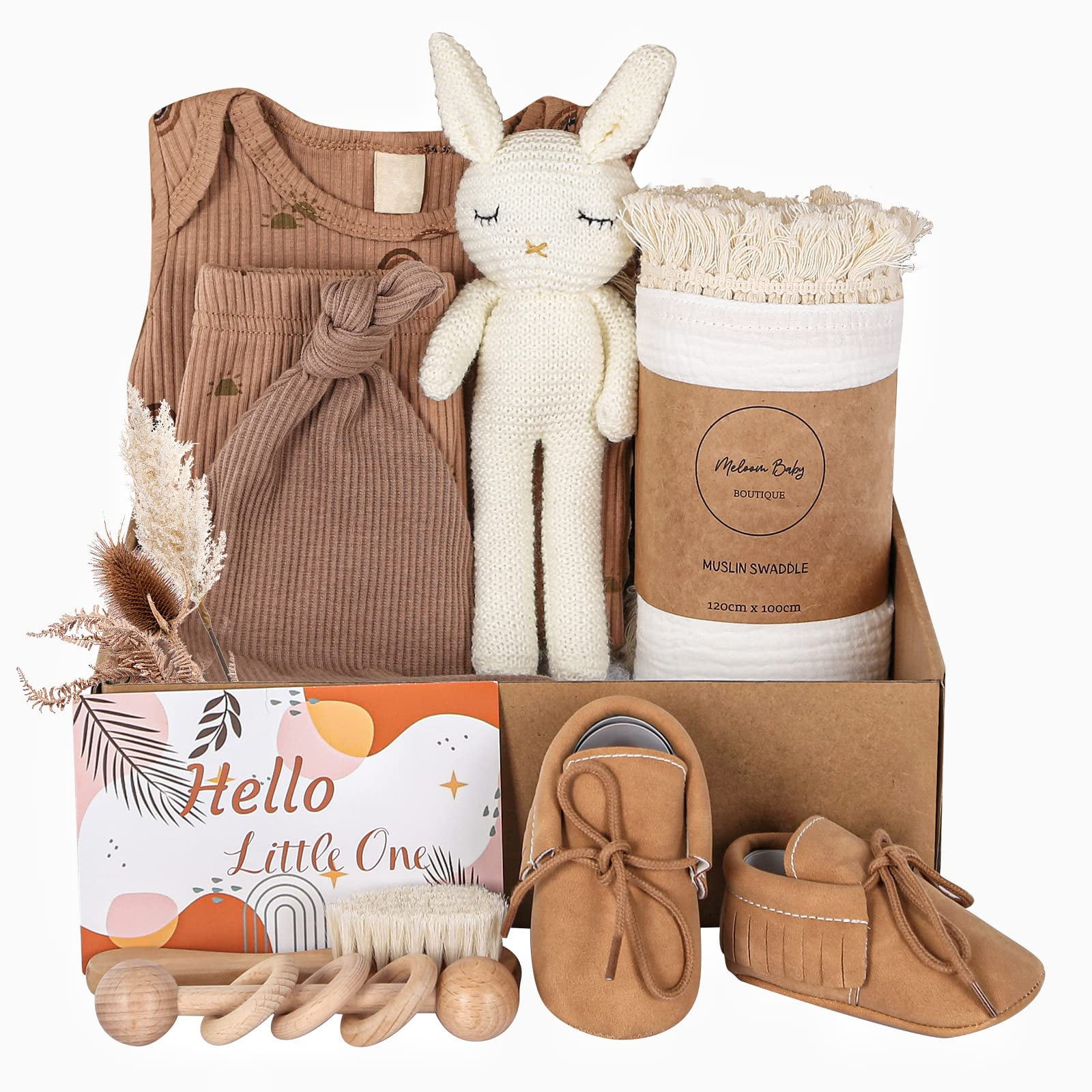meloom Coffret Cadeau Bébé, Boîte Cadeaux Unisexe Nouveau-Né