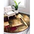thumbnail image 3 of Unique Loom Barista Urban Distressed Area Rug 8' x 8' Round Multi/Olive, 3 of 10