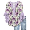 thumbnail image 3 of Casual Tops for Women Plus Size Ruffle 3/4 Sleeve V-Neck Flowy Lightweight Tops & Blouses Summer Casual Shirts Gifts for Women MulticolorL, 3 of 6