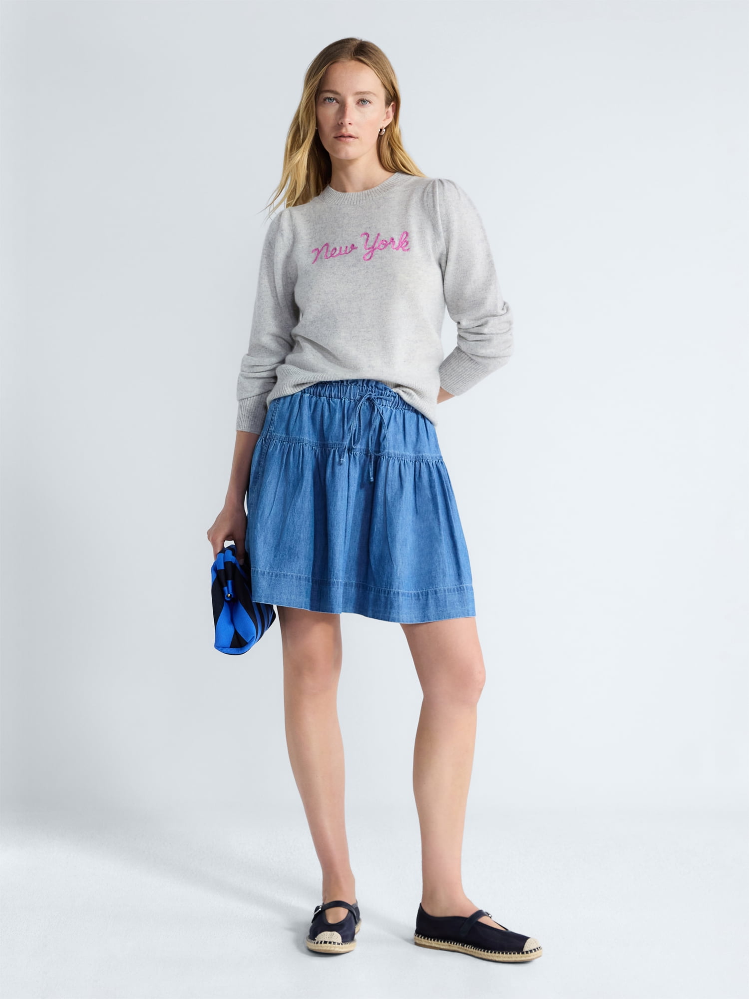 Free Assembly Women's and Women's Plus Embroidered Cashmere Sweater, Midweight, Sizes XS-3X