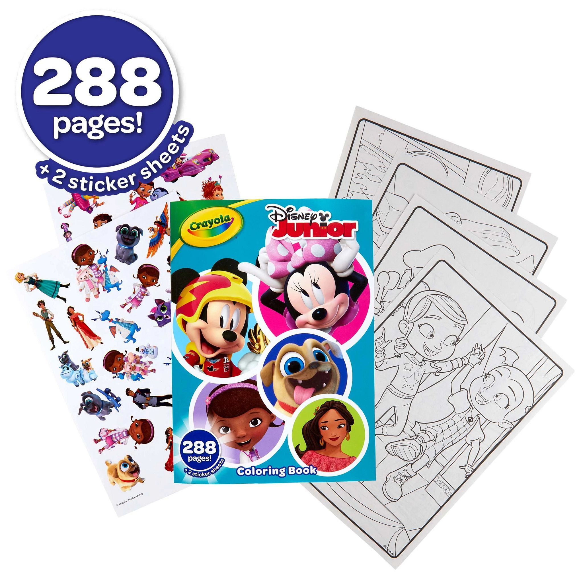 Crayola Disney Coloring Book with Stickers, Disney Junior, Gift for Kids, 288 Pages, Ages 3, 4, 5, 6