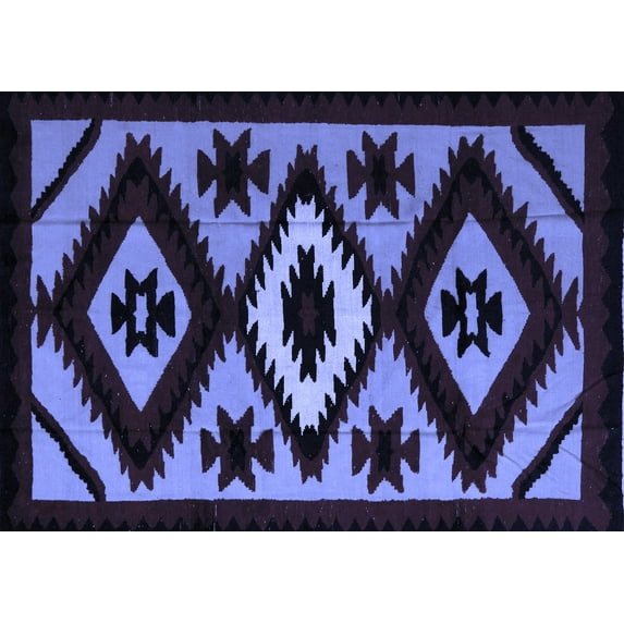 Ahgly Company Indoor Rectangle Abstract Blue Modern Area Rugs, 2' x 5'