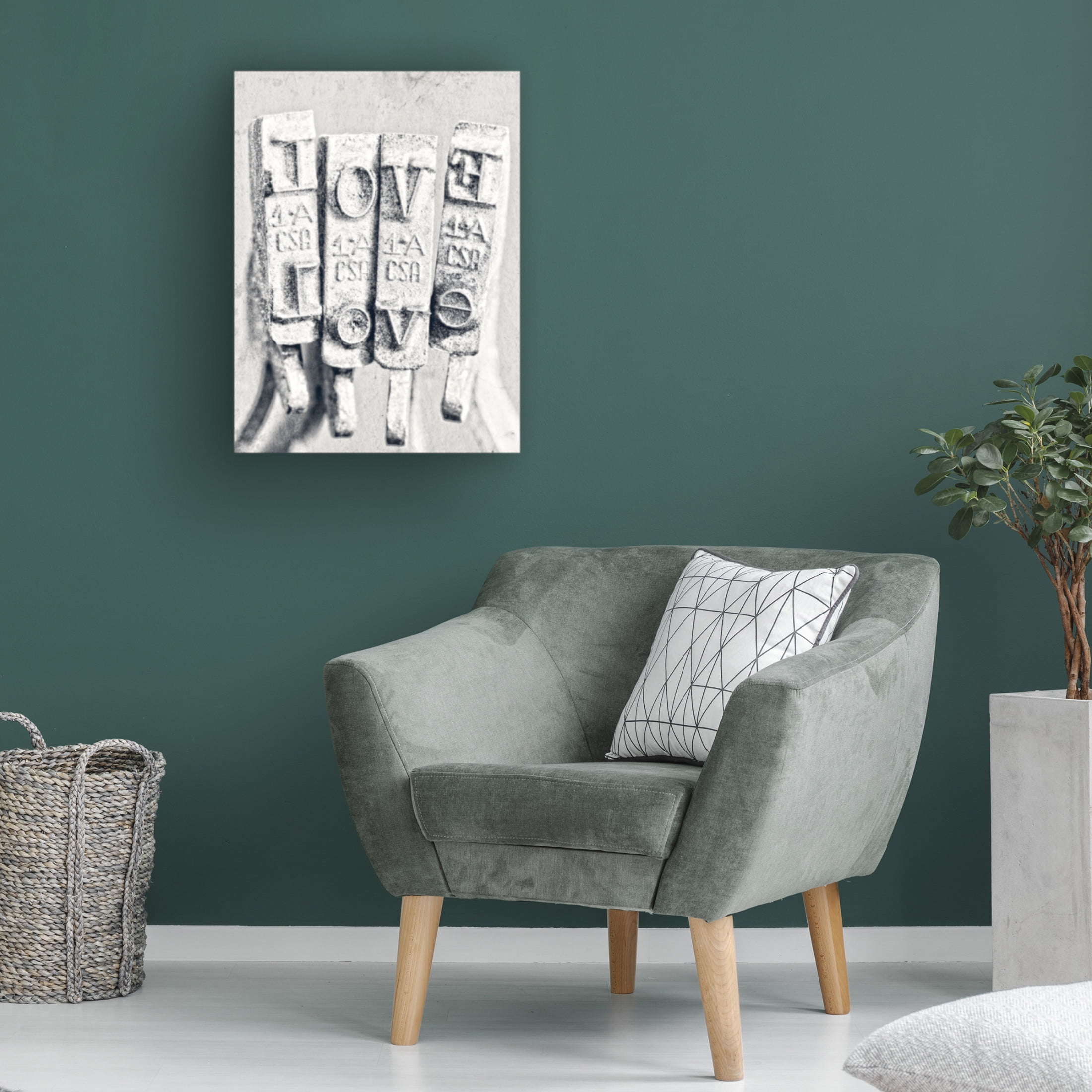 Canvas Wall Art - Tom Quartermaine 'Black and White Love Keys from Typewriter' Wall Art for Living Room, Bedroom, or Office Décor by Trademark Fine Art - 35 x 47 Inches