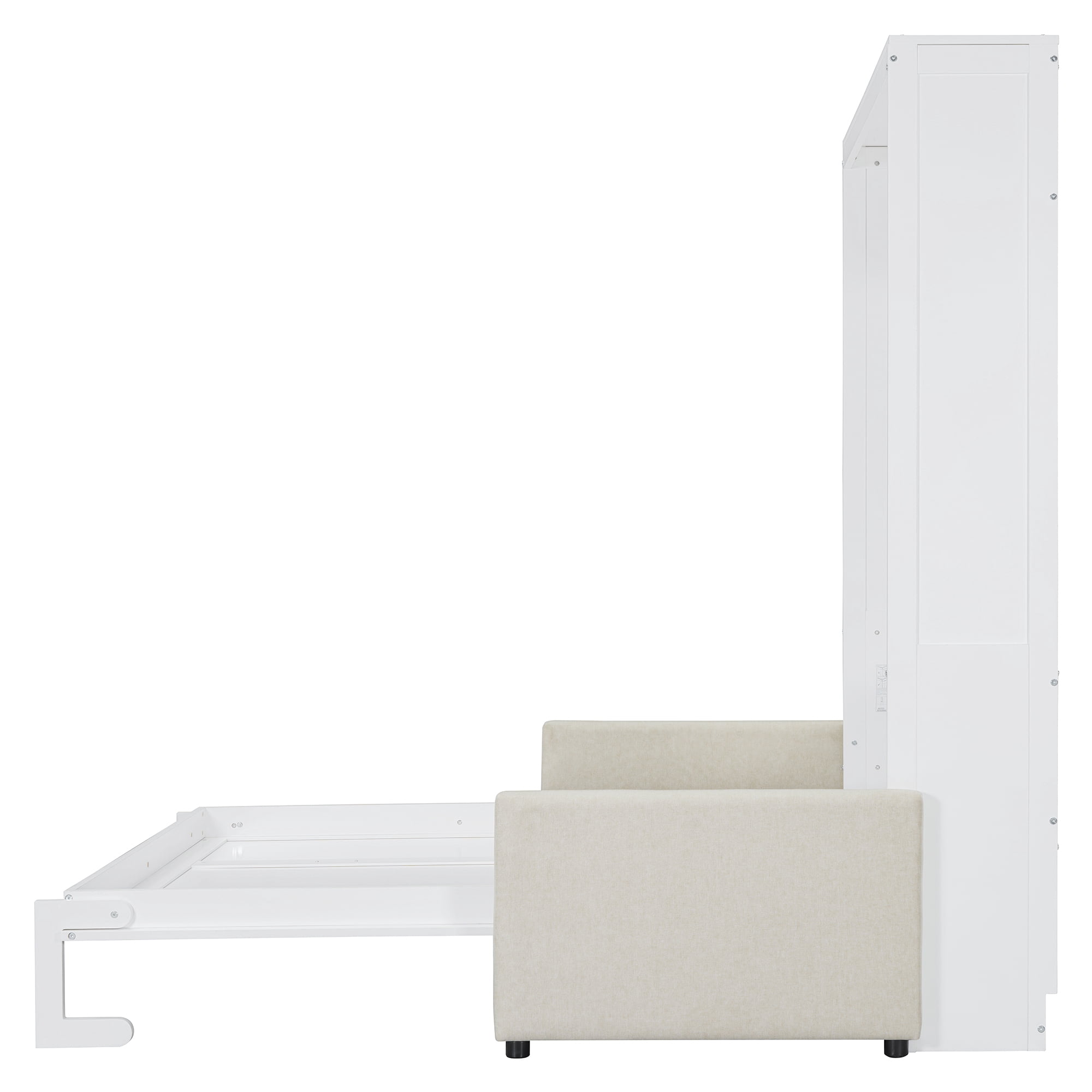 Mintazer Full Murphy Bed with Sofa, Modern Foldable Wall Bed for Bedroom Apartment Guest Room, White