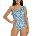thumbnail image 2 of Yiaed Floral Retro Style Print Women One Piece Swimsuits Tummy Control One Shoulder Bathing Suits Pattern Ruffle Swimwear-Medium, 2 of 8