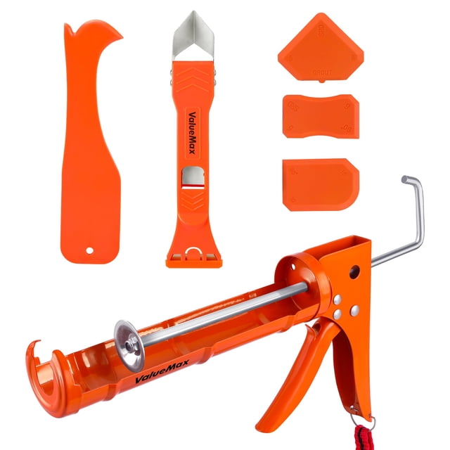 Kit de pistola de calafateo ValueMax de silicona lisa de 300 ml con raspador