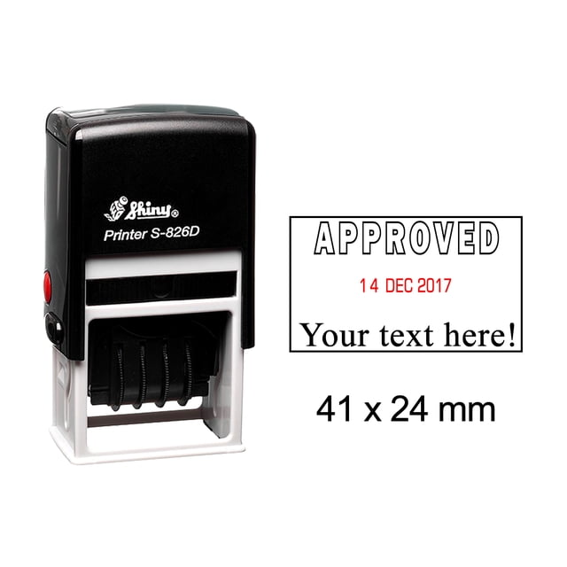 Self Inking Shiny Date Stamp With Approved & Text Ofiice Stationery Rubber Stamper S-826D
