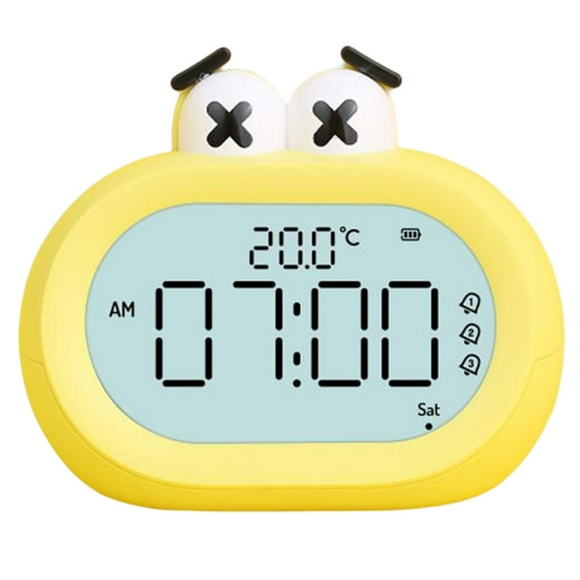 Despertador creativo para , función de repetición de calendario, pantalla de temperatura, LED Amarillo Gloria Despertador para niños