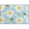 thumbnail image 4 of SKYSONIC 36×24in Daisy Flower Bees Area Rug, Blue Fresh Non-Slip Floor Carpet Comfort Floor Mats Decor for Indoor Living Dining Room and Bedroom Area, 4 of 7