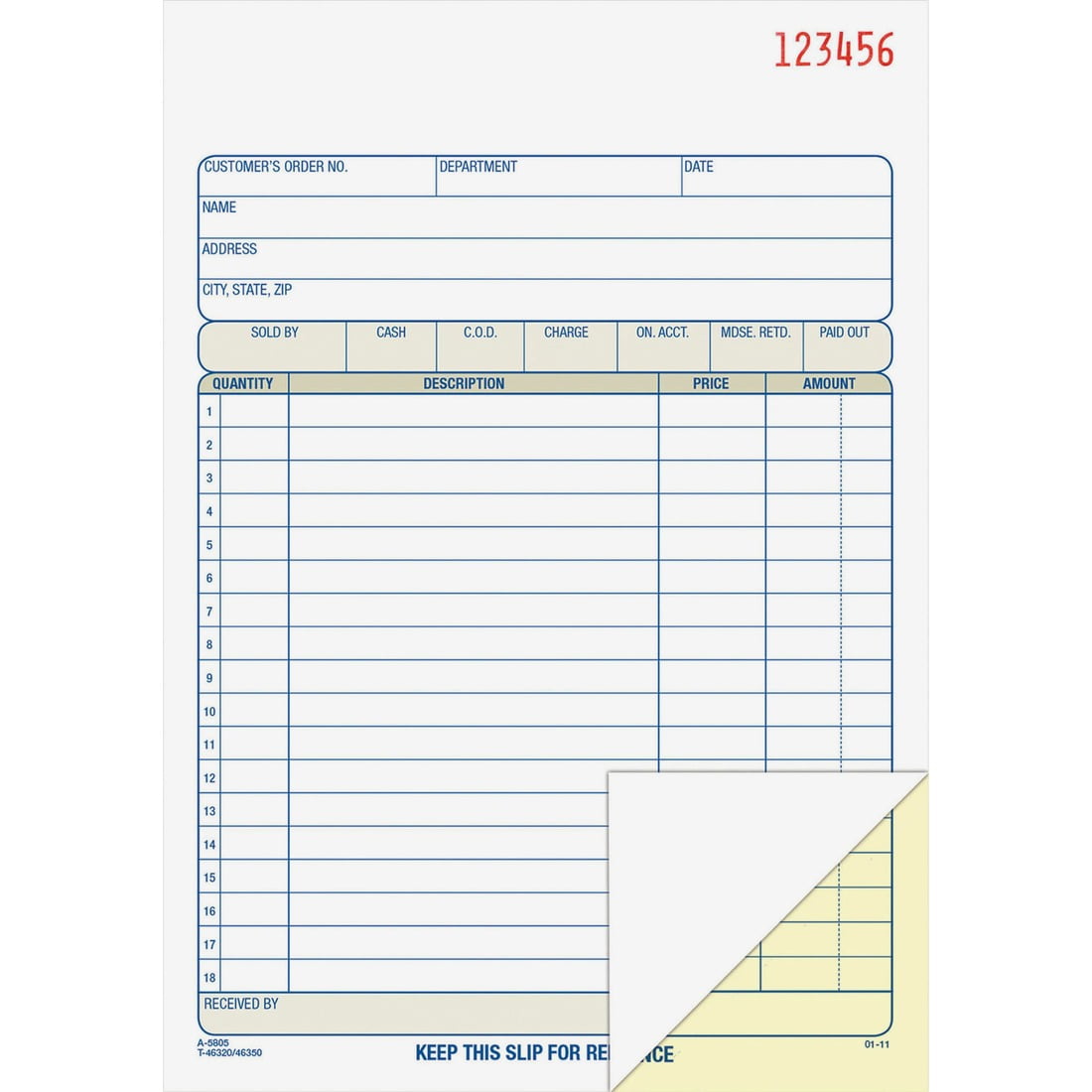 (5 pack) Adams Bound Sales Order Books, 2-Part, 5-9/16 in. x 8-7/16 in., 50 Sets per Book. 1 count per pack.