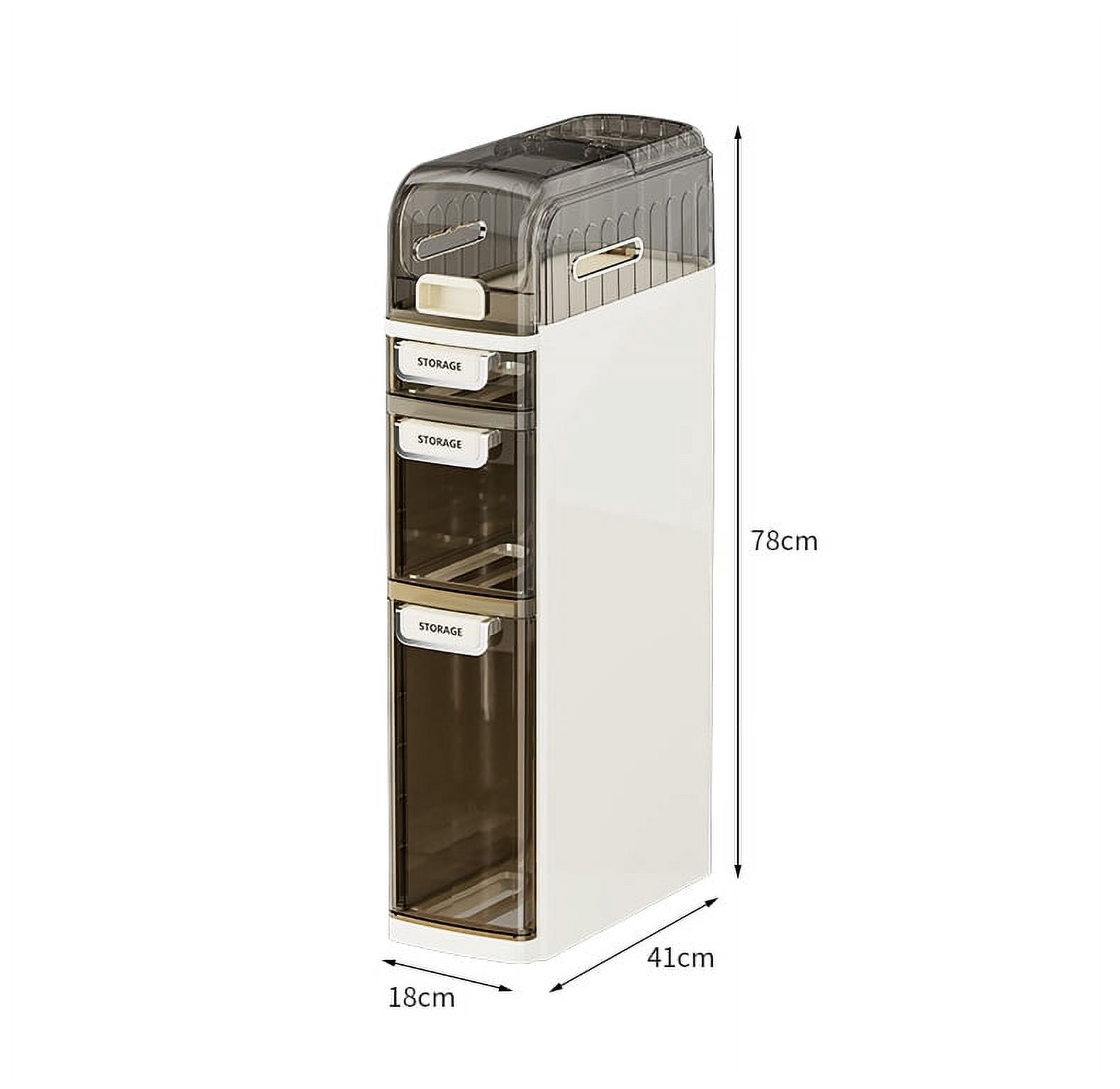 Narrow Storage Cabinet,4 Tier Slim Bathroom Organizers and Storage with Drawers & Tissue Box,Plastic Bathroom Cabinet for Small Space,Bathroom,Kitchen,Laundry