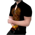 thumbnail image 1 of Camisa de manga corta con cuello en V para hombre, con estampado de Halloween, informal, con estampado de blusa Pompotops oipoqjl45972, 1 of 7