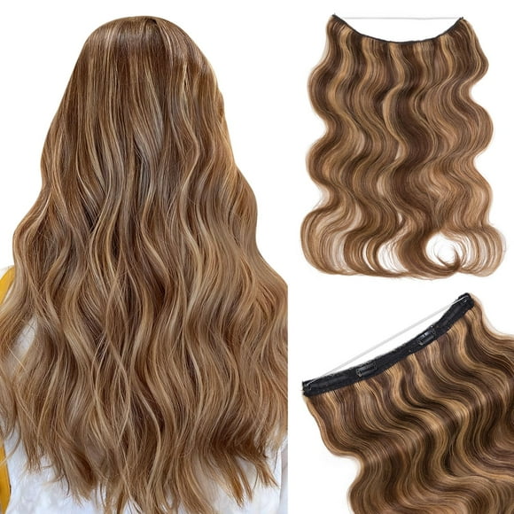 Benehair Halo Hair Extensions Real Human Hair, Halo Hair Extension 100% Human Hair, Wavy Halo Extensions Human Hair, Hair Halo Extensions, Wire Hair Extension, Medium Br