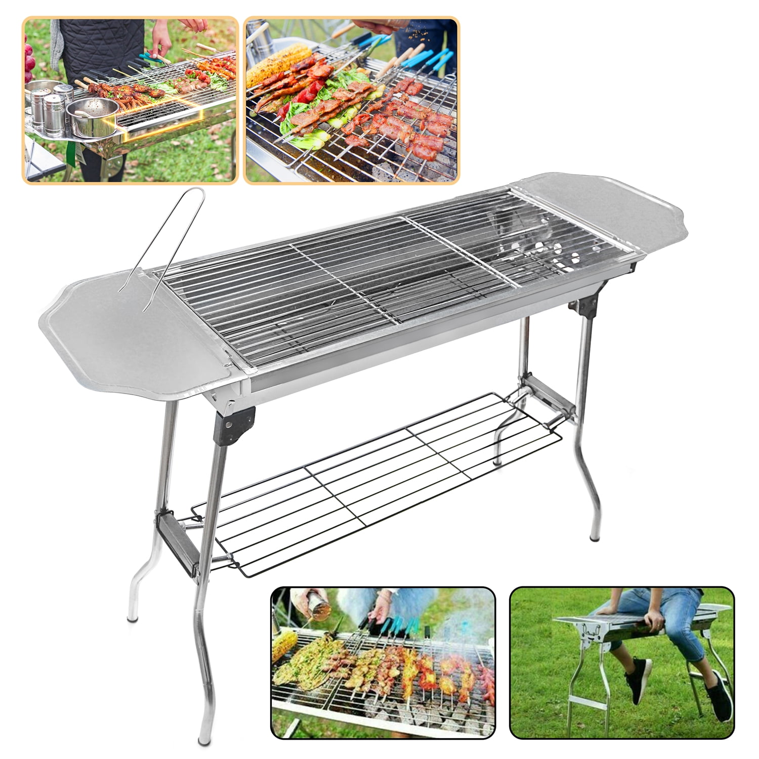 Httmt 13" Barbecue Charcoal Shish Kebab Stainless Steel Grill, Portable