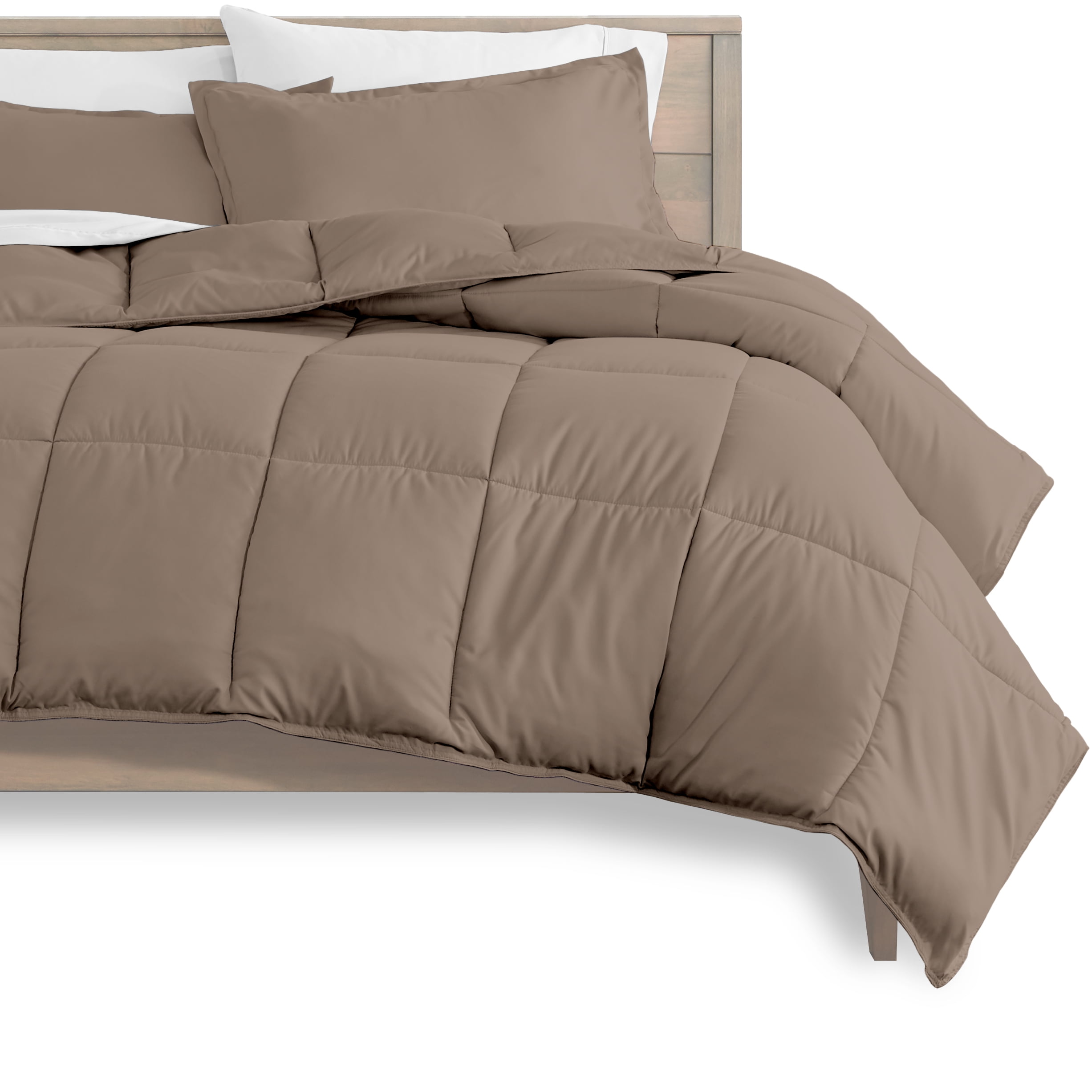 "Bare Home Taupe 7 Piece Bed in a Bag Comforter Set with Sheets, King"
