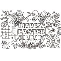 Gaiwos Easter Coloring Placemats 6 Pcs, Disposable Paper Mats for Kids Table, Easter Disposable Paper Place for Party Decorations School Activity Supplies, 17 * 11 in