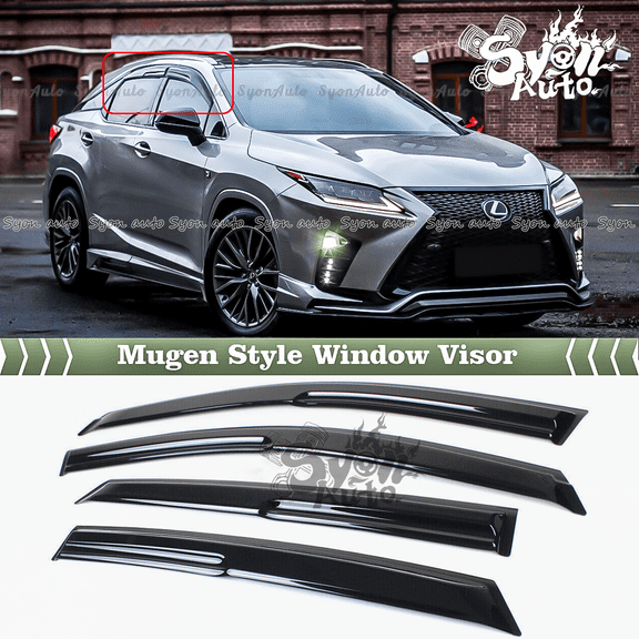 Fits 2016-2021 Lexus RX350 RX450h JDM 3D Wavy Mugen Style Window Visor Rain Guard