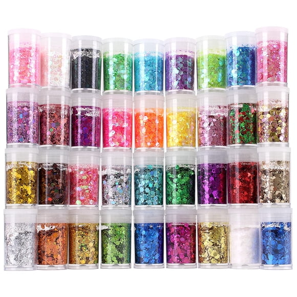 Set de purpurina Estanoite, 36 colores, lentejuelas gruesas y purpurina fina
