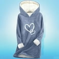 thumbnail image 4 of HWRETIE Women's Printed Hoodie Printing Thickened Fashionable Casual Long Sleeved Hooded Sweatshirt Blue, 4 of 5