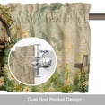 thumbnail image 6 of Spring Flowers Valance Curtain for Windows Vintage Bird House Fence White Daisy Leaf Linen Texture Rod Pocket Curtain Valances Short Window Treatments for Kitchen Bathroom Laundry 60 x 18 Inch, 6 of 9