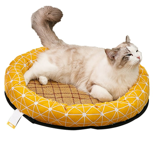 Cama refrescante para perros, suave cojín de verano para perros pequeños, tapete redondo transpirable con respaldo antideslizante y lavable.