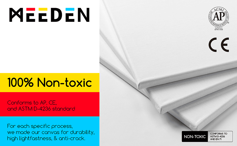 MEEDEN Stretched Canvas, 8 Ã— 10 Inch, Pack of 11, Blank White Canvases for Painting, 100% Cotton, 8 oz Gesso-Primed, Pre-Stretched Canvas for Acrylic Oil Pouring & Airbrushing Painting