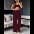 thumbnail image 4 of Conjuntos Casuales de Dos Piezas para Mujer, Camiseta Sin Mangas con Cuello en V y Cintura Elástica, Chándal de Verano con Bolsillo. Vino Tinto L, 4 of 8