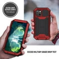 thumbnail image 6 of for iPhone 13 Case,Aluminum Metal Silicone Built-in Kickstand Shockproof Military Heavy Duty Sturdy Protector Cover Rugged Metal Hard Case for iPhone 13 6.1 inch(Red), 6 of 8