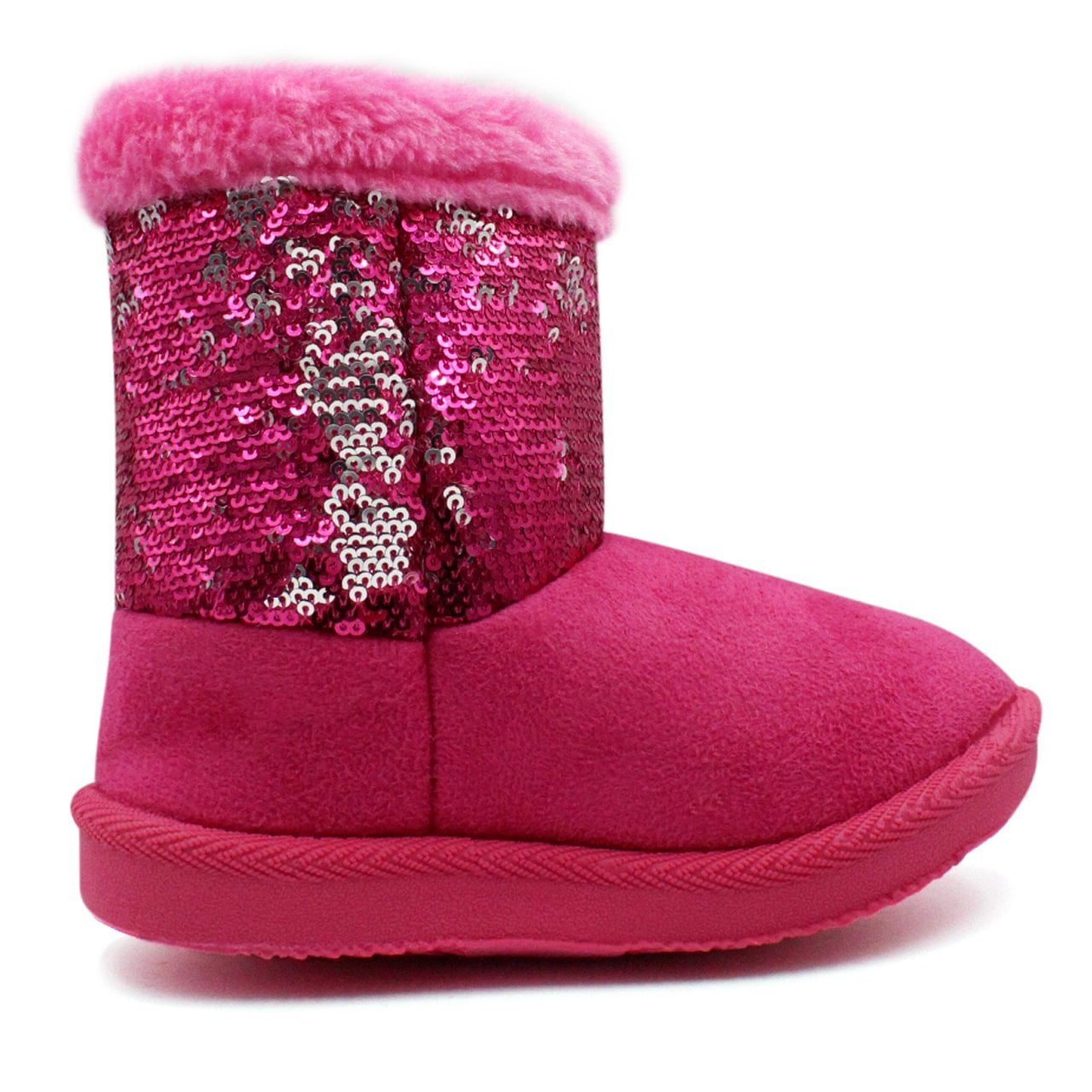 LAVRA Girls Sparkle Fur Boots Glitter Mid Calf Bootie Knit Bowtie Warm ...