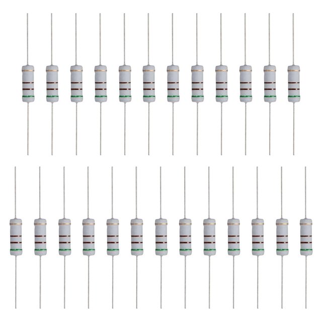 25 Pcs 510 Ohm Resistor, 3 Watts 5% Tolerance Metal Oxide Film Resistor Axial Lead, Flame Proof for DIY Electronic Projects Circuits Experiments