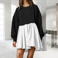 thumbnail image 1 of Robe à Col Rond Froncée pour Femmes Pull Décontracté Quotidien pour les Trajets (Vert Armée S), 1 of 9