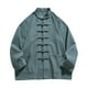 thumbnail image 1 of Seeotter Stylish Mandarin Collar Kung Fu Shirts for Men Loose Long Sleeve Chinese Traditional Tai Chi Frog-Button Linen Shirt, 1 of 2