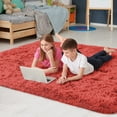 thumbnail image 2 of Junovo Super Soft Fluffy Area Rugs Modern Shag Rug for Bedroom Living Room,Cute Carpets for Kids Nursery Girls Home Dorm,4'x6',Orange Red, 2 of 7