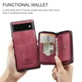 thumbnail image 5 of Allytech Case for Google Pixel 6 Cover PU Leather Zipper Wallet Case, Detachable Magnetic Back Card Holder Slim Folio Stand Shockproof Business Style Case for Google Pixel 6 2021( 6.4" 2021), Red, 5 of 7