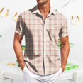 thumbnail image 2 of Yiaimeir Men's Casual Short-sleeved Shirt Slim Fashion Men's Plaid Print，Size M-3XL, 2 of 5