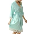 thumbnail image 3 of Coduop Women Satin Kimono Bath Robes Lace Trim Sleepsuit Bathrobe Nightdress,with Belt, 3 of 6