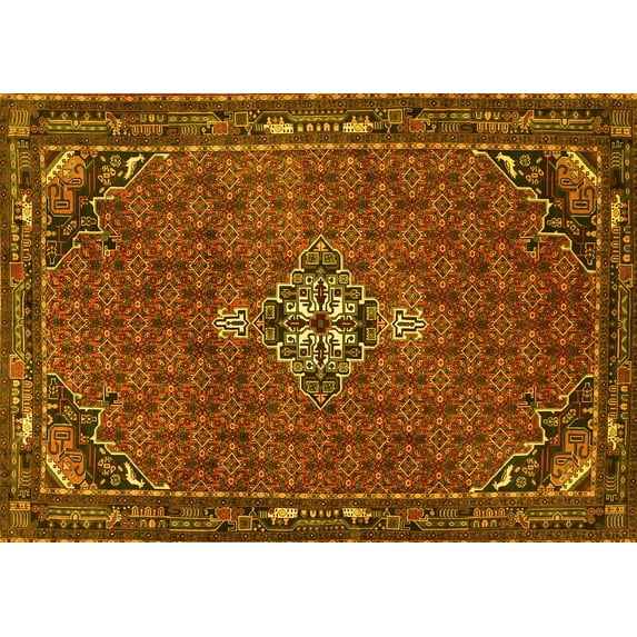 Ahgly Company Indoor Rectangle Persian Yellow Traditional Area Rugs, 2' x 4'