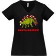 thumbnail image 3 of Inktastic Santa-Saurus Christmas Dinosaur Women's Plus Size V-Neck T-Shirt, 3 of 5