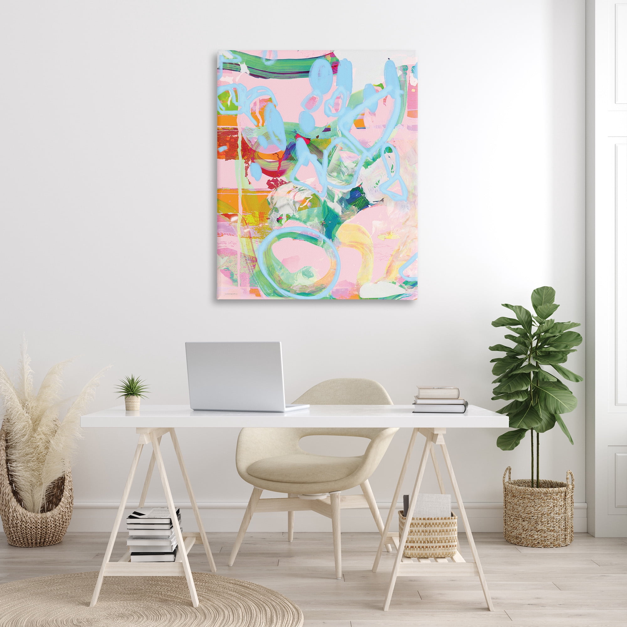 Stupell Industries Pastel Abstract Expression Abstract Painting Gallery Wrapped Canvas Art Print Wall Art, 36 x 48